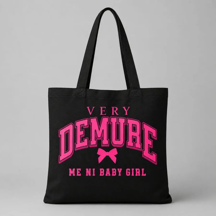 Very Demure Black Tote Bag