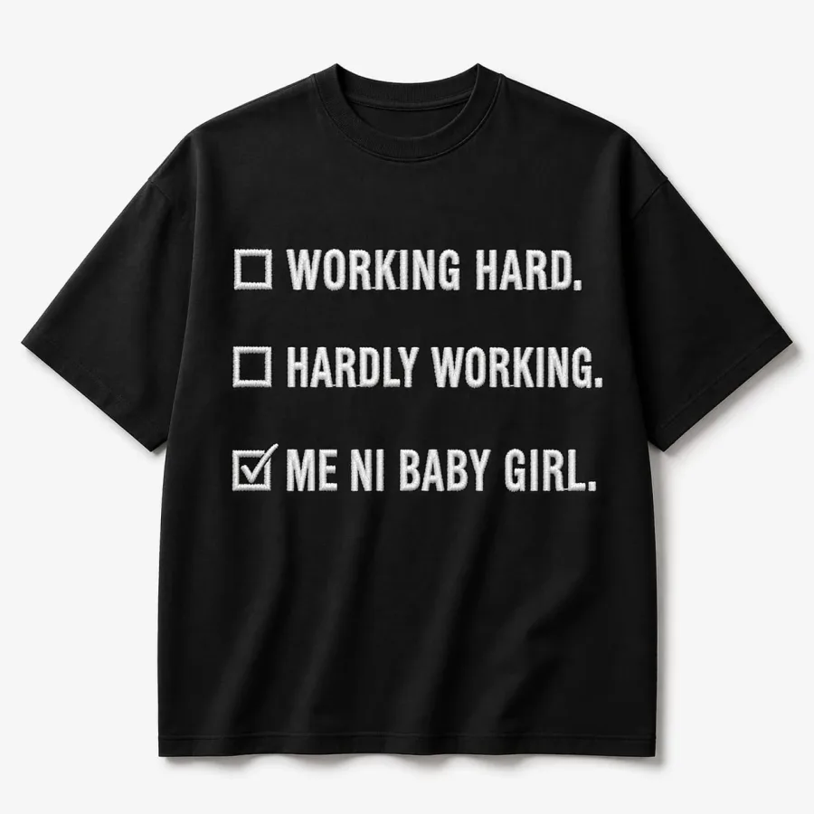 Working Hard Baby Girl Black T-Shirt