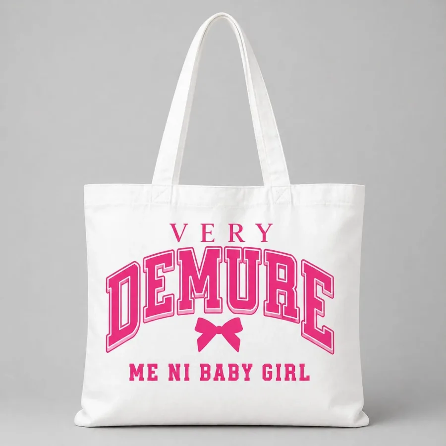 Very Demure White Tote Bag